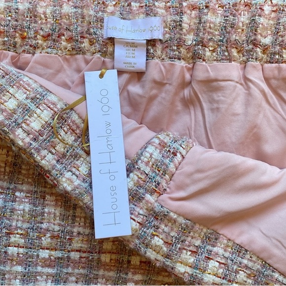 House of Harlow 1960 Boucle Tweed Mini Skirt Set w Pearl Buttons - Picture 4 of 4